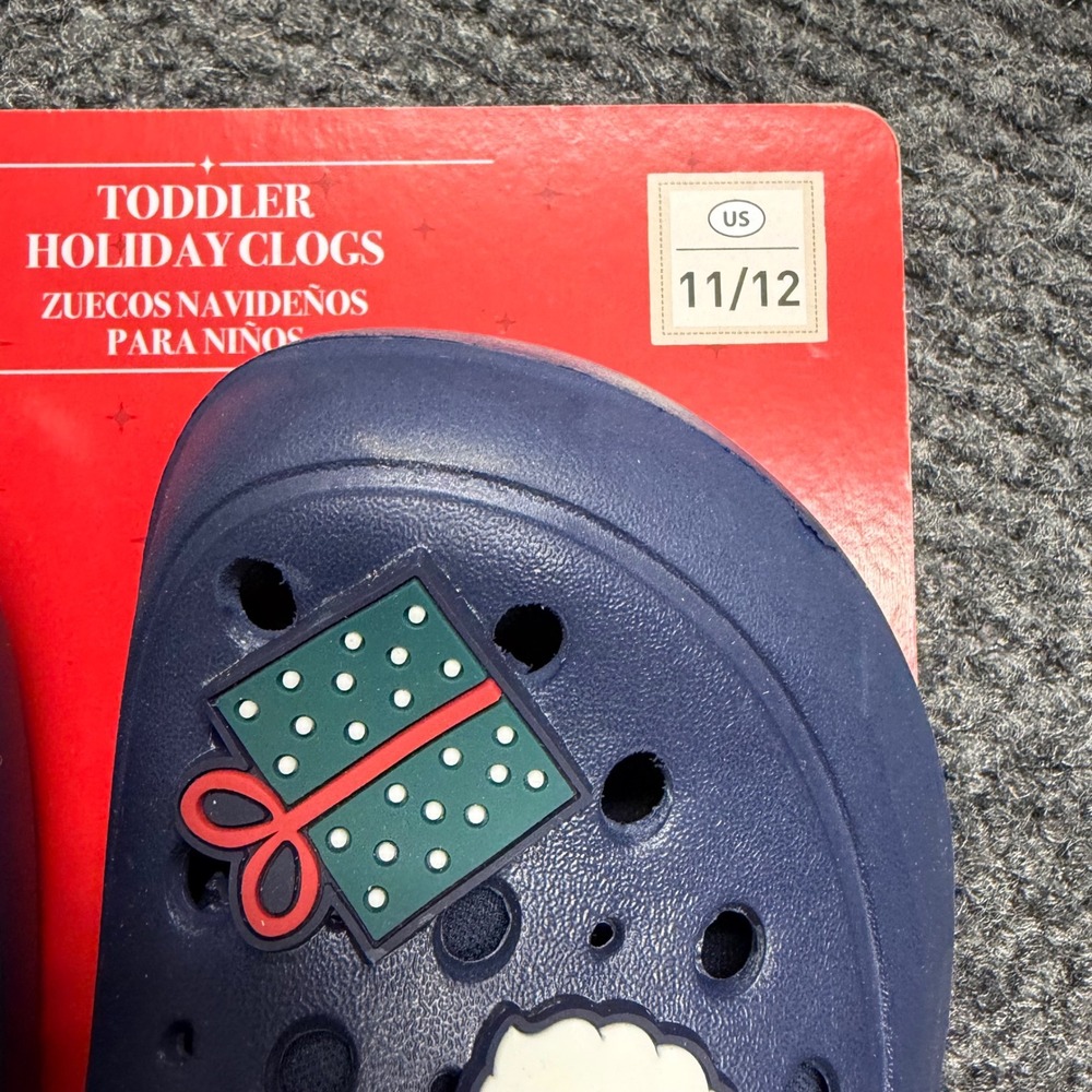 Lily & Dan Toddler Holiday Clogs Navy Blue Faux Fur Lined Christmas Shoes 11/12 - Picture 3 of 6